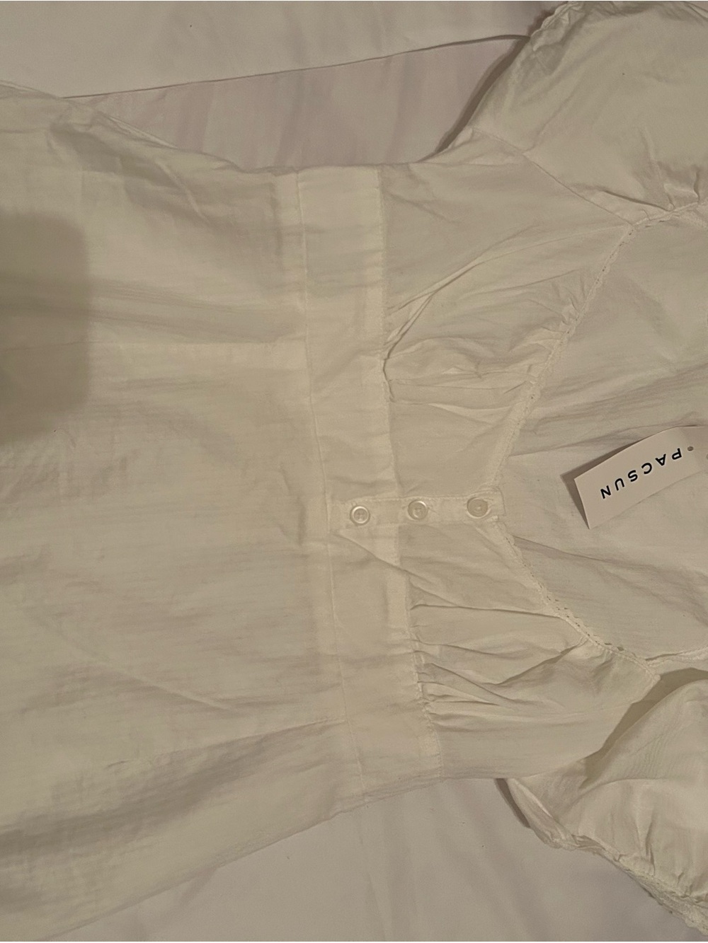 PacSun White Button-Front Peasant Blouse